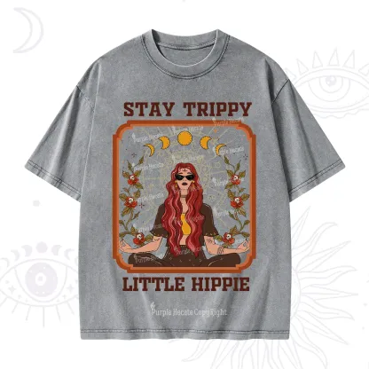 Purplehecate Stay Trippy Little Witchy Hippie Washed T-Shirt