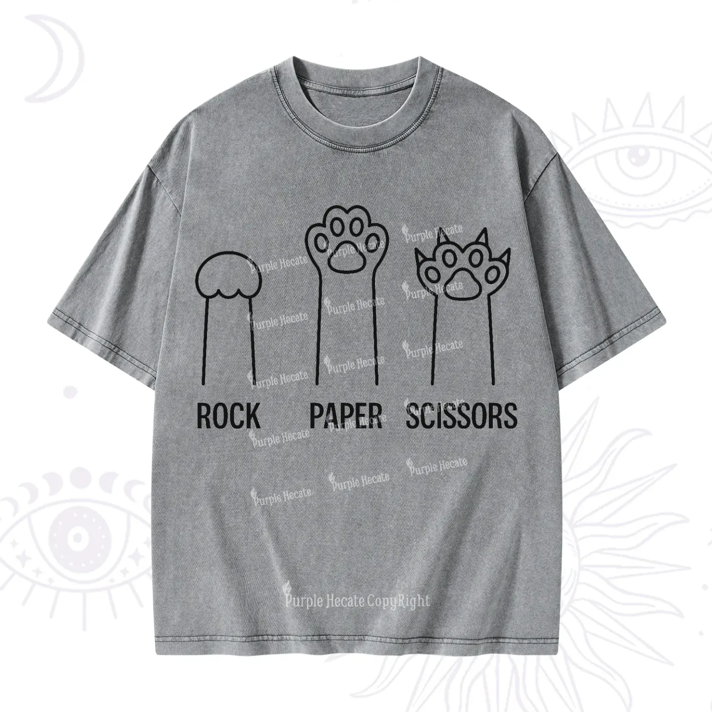 Purplehecate Rock Paper Scissors Cat Paw Edition Washed T-Shirt