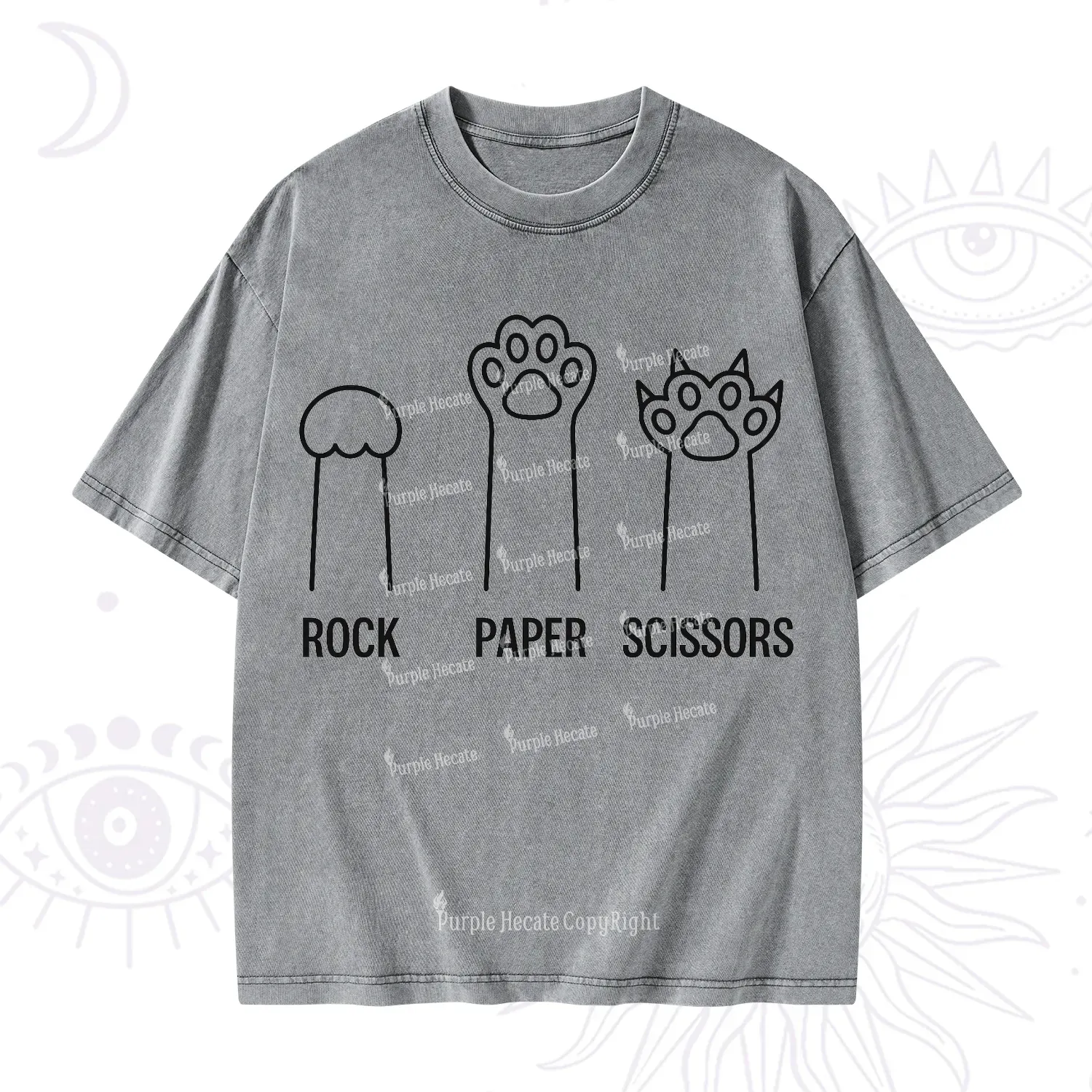 Purplehecate Rock Paper Scissors Cat Paw Edition Washed T-Shirt