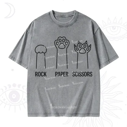 Purplehecate Rock Paper Scissors Cat Paw Edition Washed T-Shirt