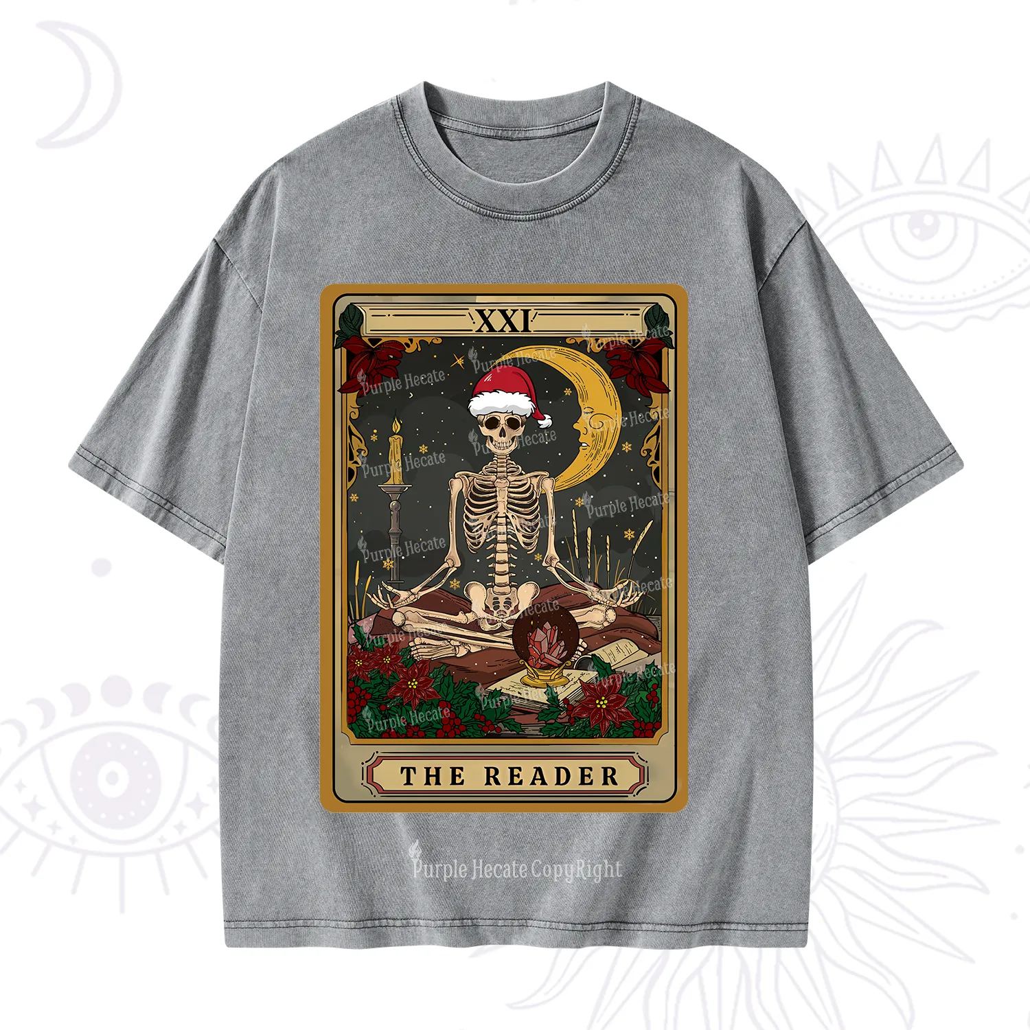 Purplehecate The Reader Tarot Christmas Washed T-Shirt