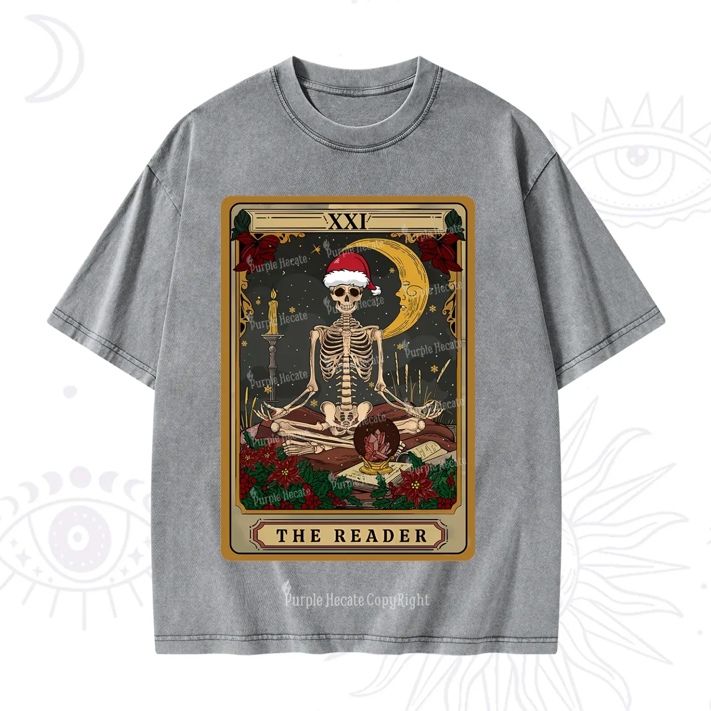 Purplehecate The Reader Tarot Christmas Washed T-Shirt