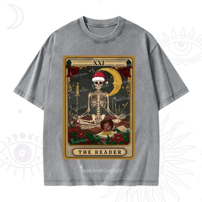 Purplehecate The Reader Tarot Christmas Washed T-Shirt
