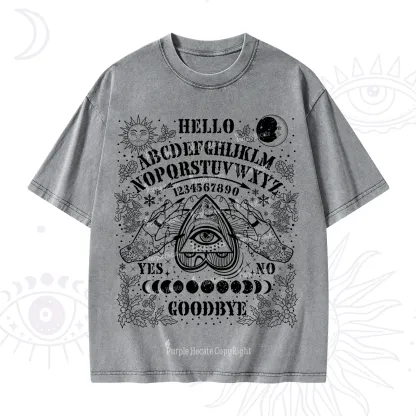 Purplehecate Hello Goodbye Witch Ouija Board Christmas Washed T-Shirt