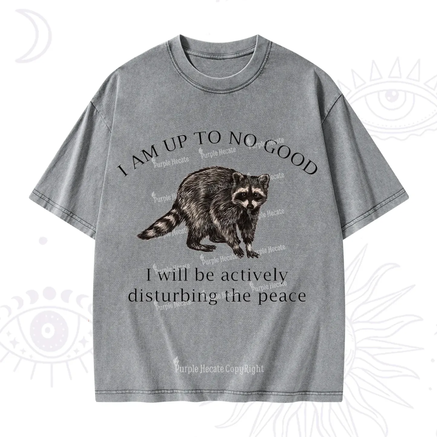 Purplehecate Trash Raccoon Backyard Wildlife Washed T-Shirt