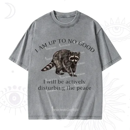 Purplehecate Trash Raccoon Backyard Wildlife Washed T-Shirt