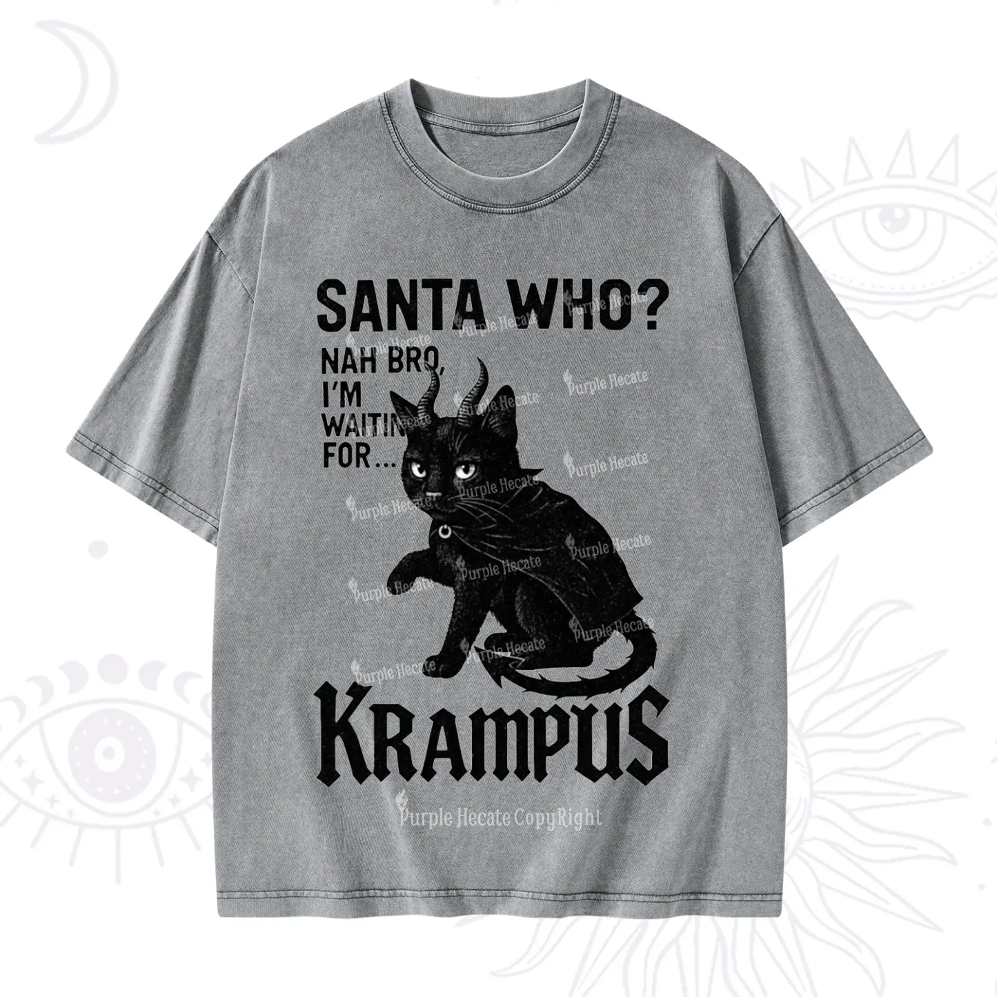 Purplehecate Santa Who? Nah Bro I'm Waiting for Krampus Christmas Washed T-Shirt