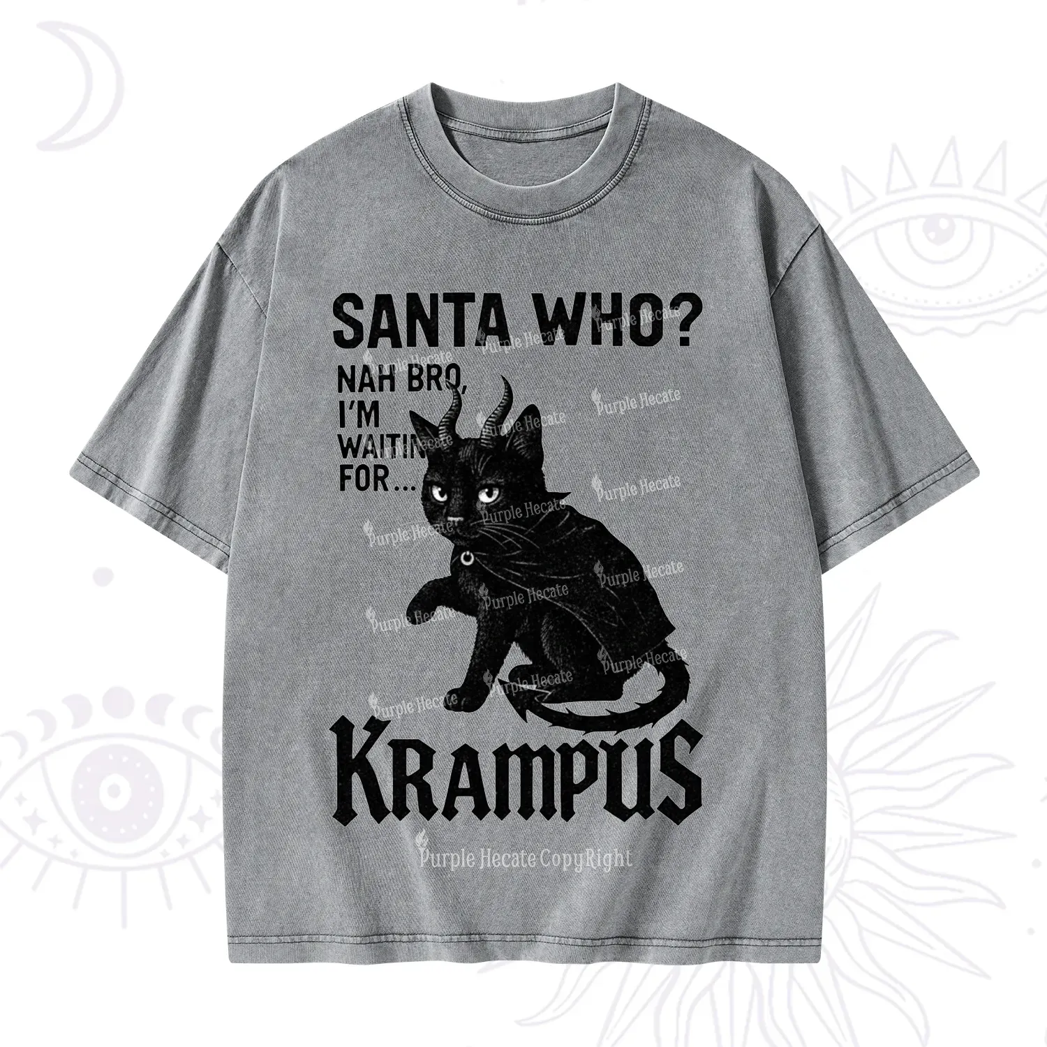 Purplehecate Santa Who? Nah Bro I'm Waiting for Krampus Christmas Washed T-Shirt