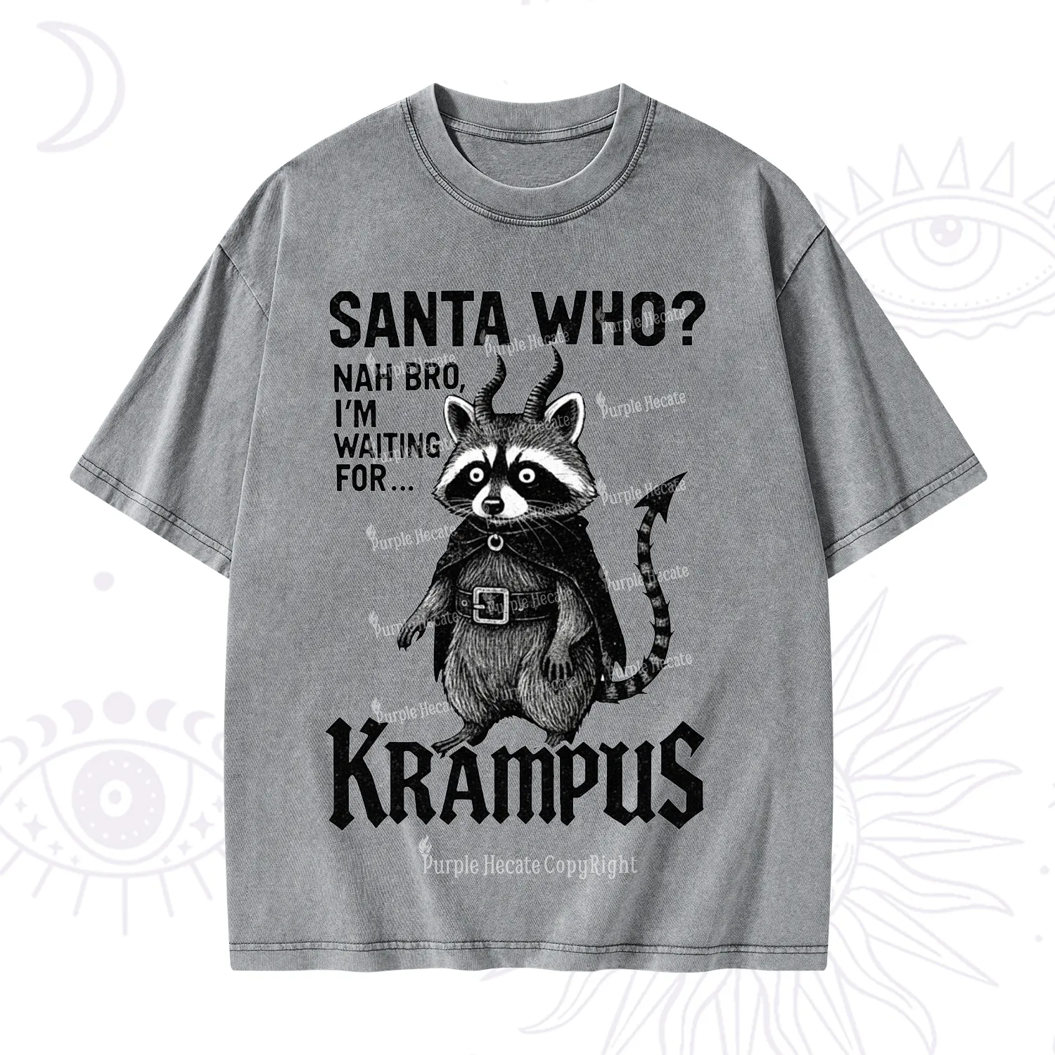 Purplehecate Santa Who? Nah Bro I'm Waiting for Krampus Christmas Washed T-Shirt