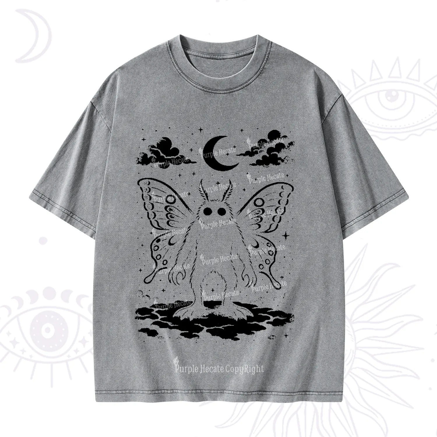 Purplehecate Celestial Cryptid Mothman Washed T-Shirt