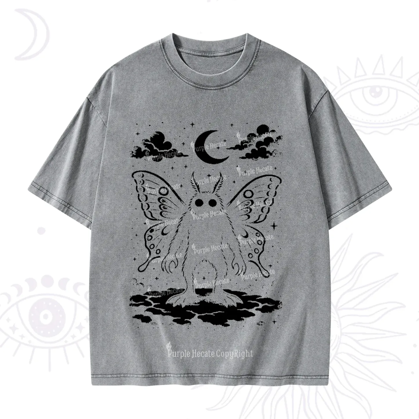 Purplehecate Celestial Cryptid Mothman Washed T-Shirt