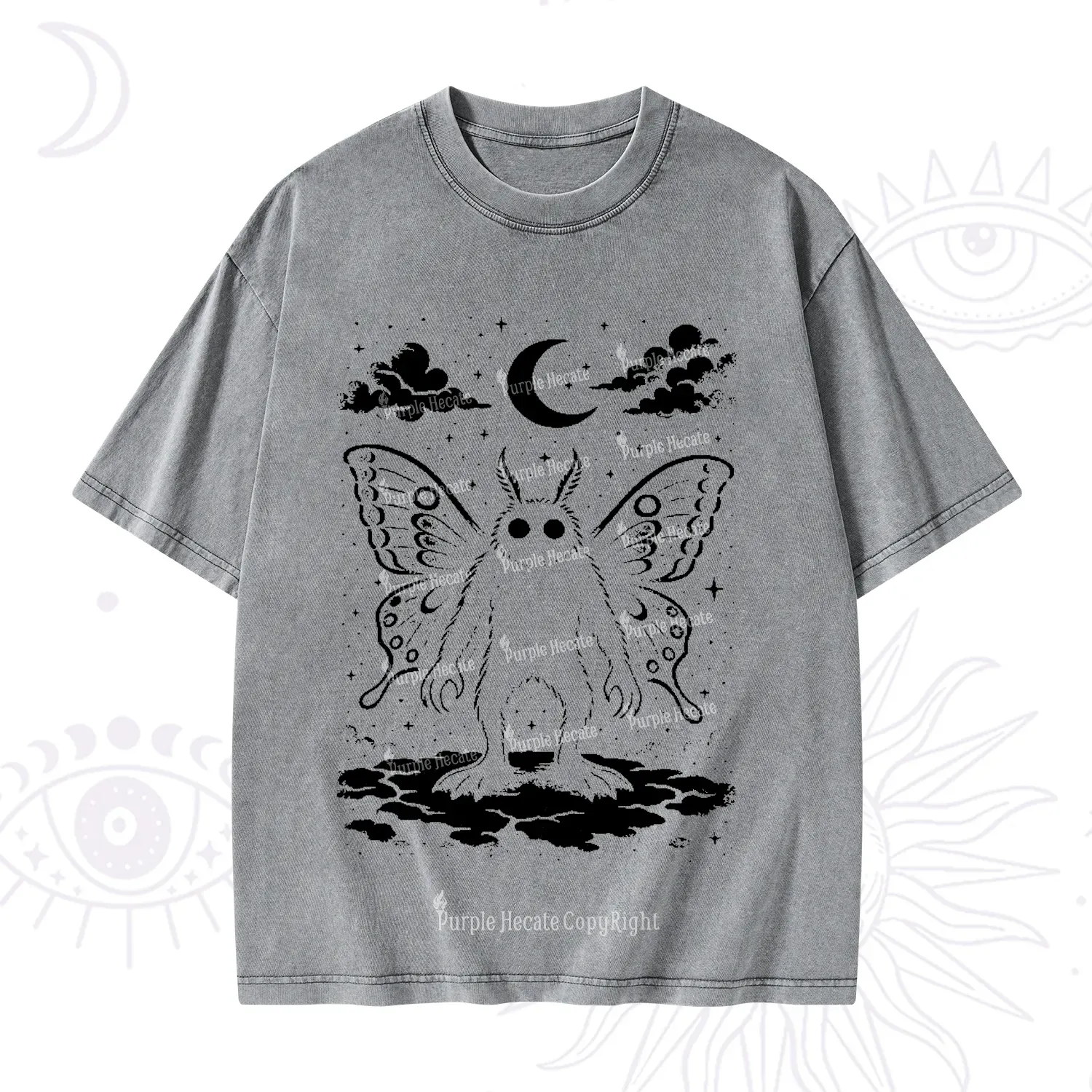 Purplehecate Celestial Cryptid Mothman Washed T-Shirt