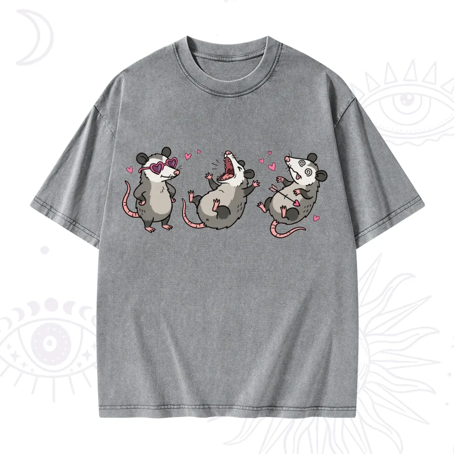 Purplehecate Funny Opossum Valentine Washed T-Shirt