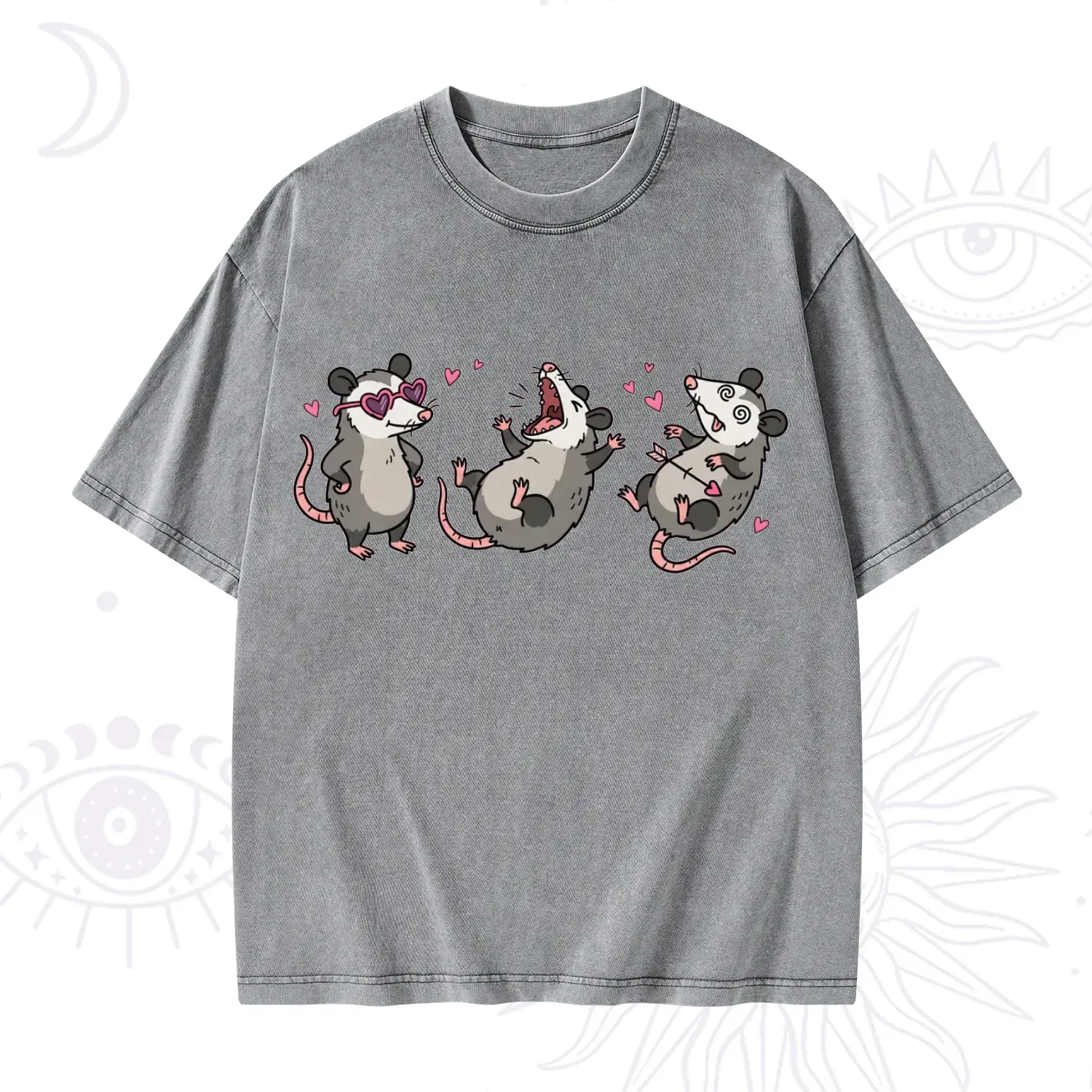 Purplehecate Funny Opossum Valentine Washed T-Shirt