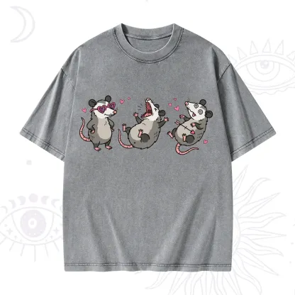 Purplehecate Funny Opossum Valentine Washed T-Shirt