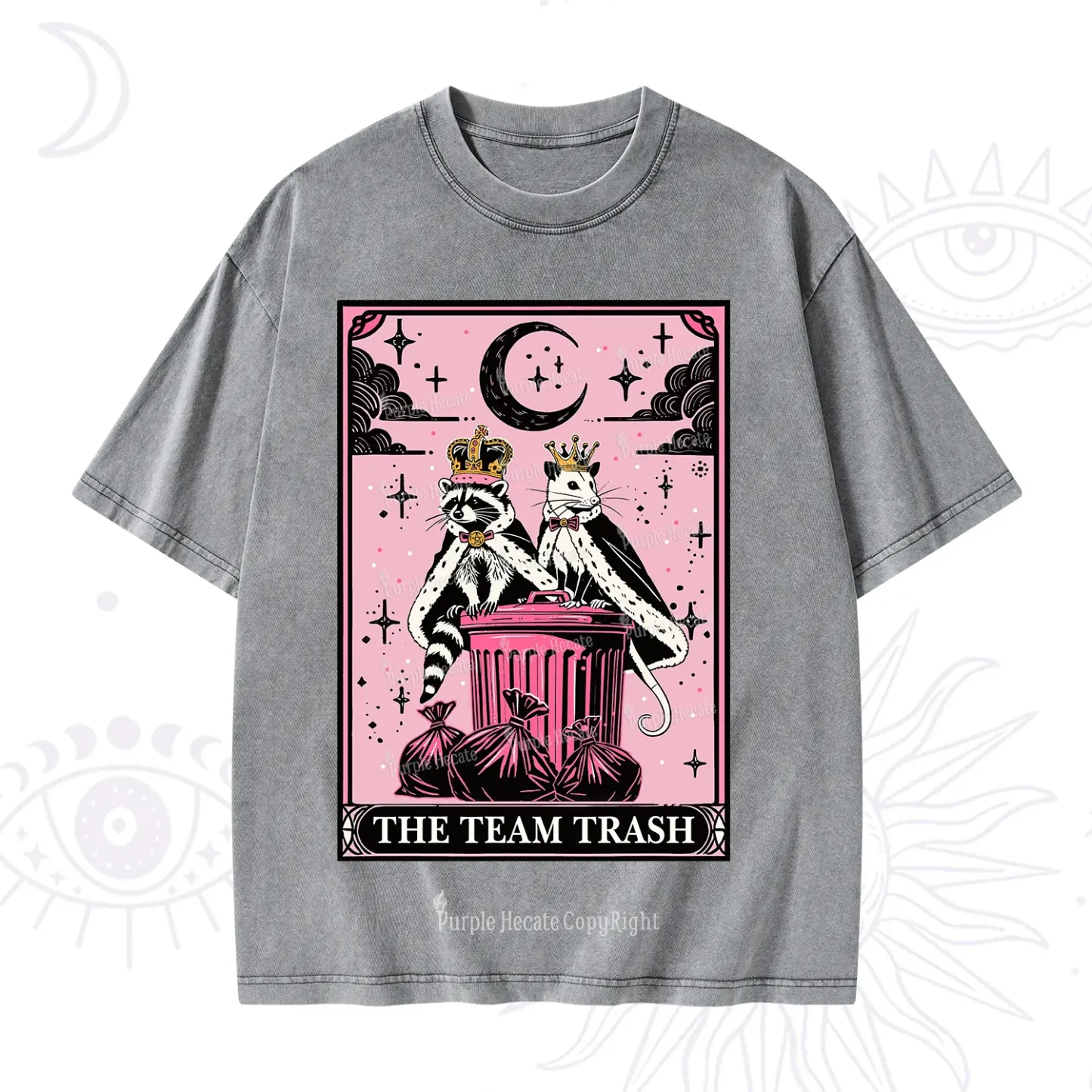 Purplehecate The Trash Kingdom's Tarot Opossum and Raccoon Washed T-Shirt