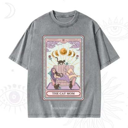 Purplehecate The Cat Mom Tarot Washed T-Shirt