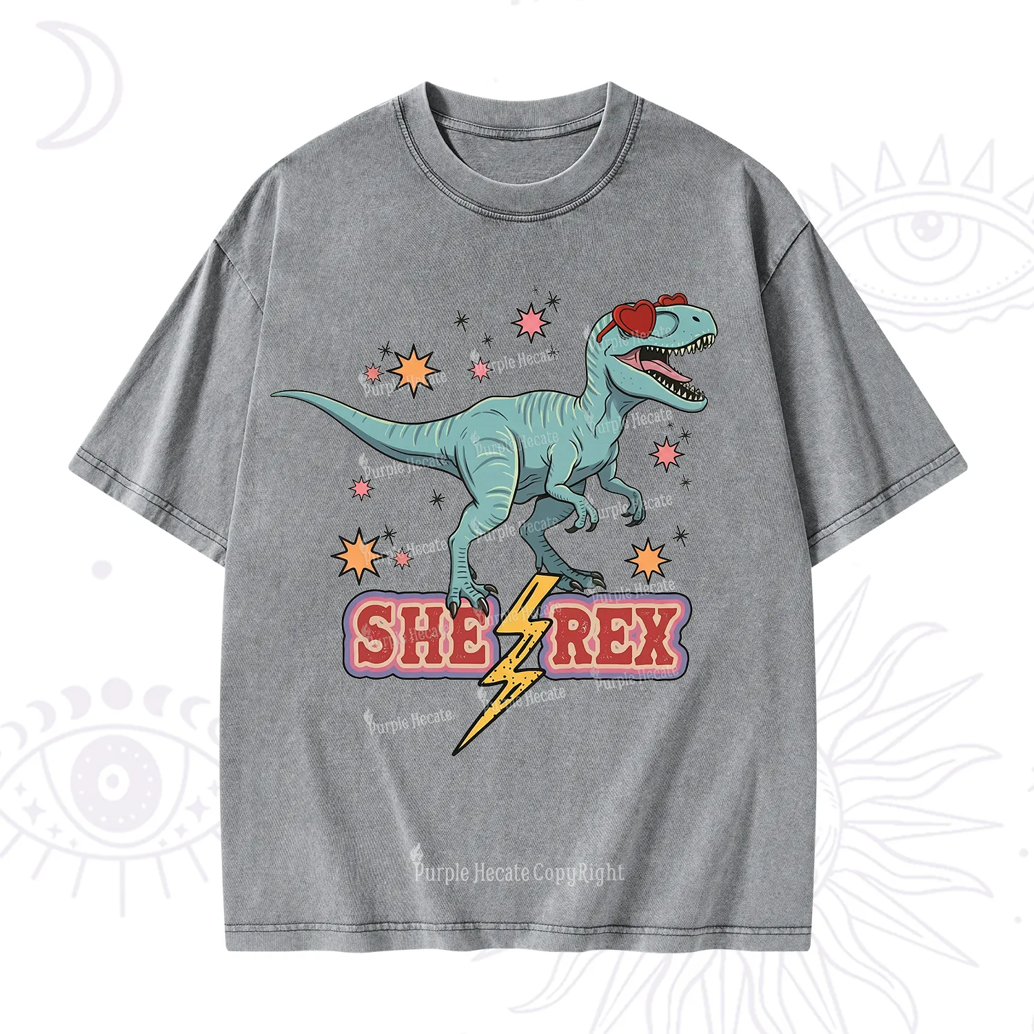 Purplehecate She Rex Dinosaur Washed T-Shirt