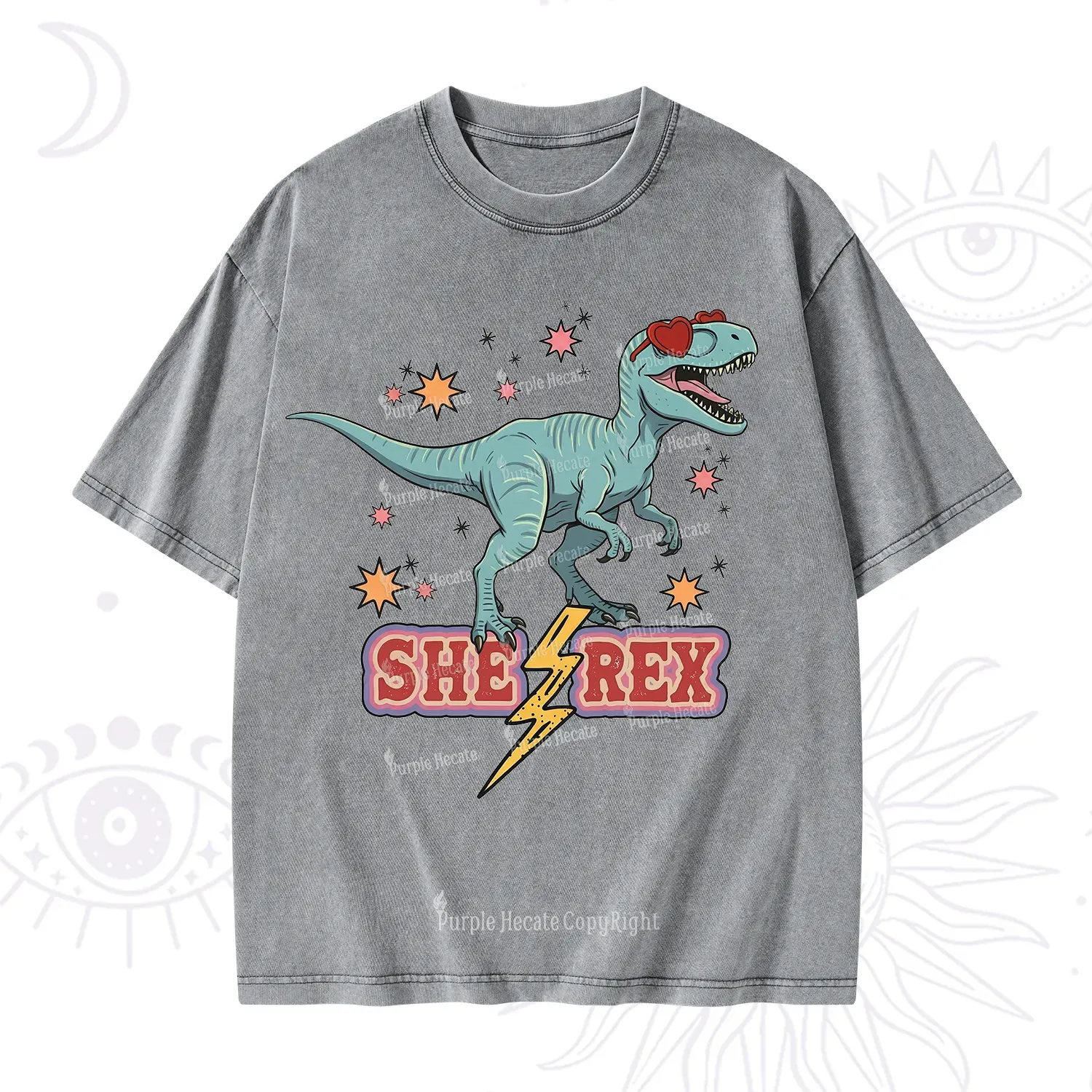 Purplehecate She Rex Dinosaur Washed T-Shirt