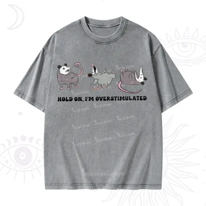 Purplehecate Hold On I'm Overstimulated Washed T-Shirt