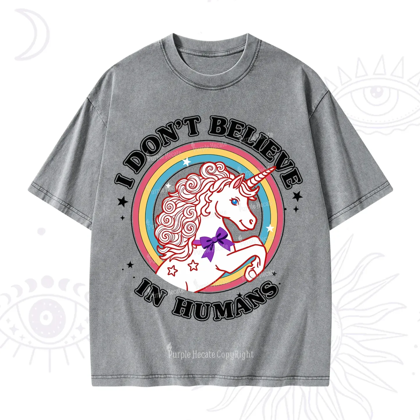 Purplehecate I Don't Believe In Humans Washed T-Shirt