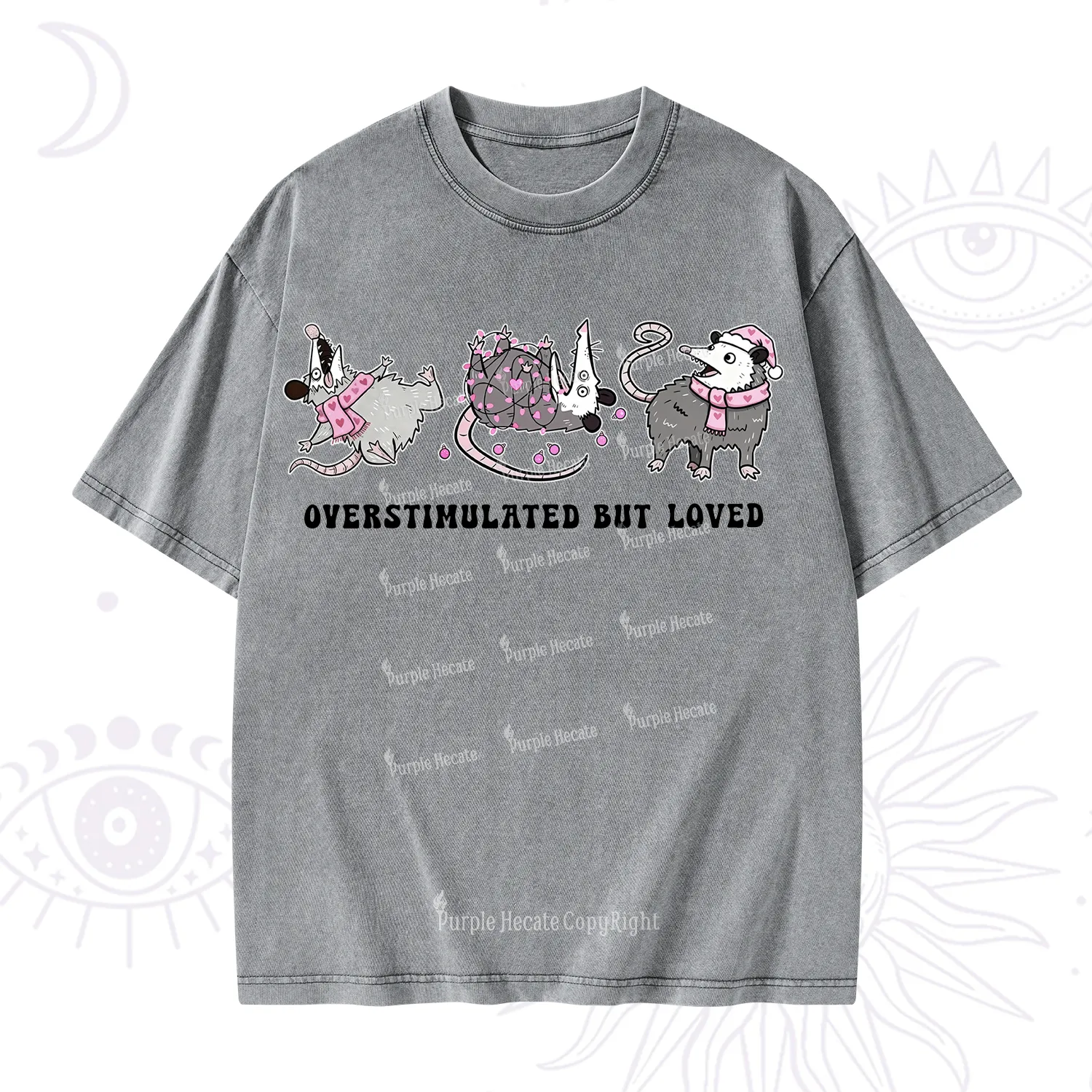 Purplehecate Overstimulated But Loved Valentine Washed T-Shirt