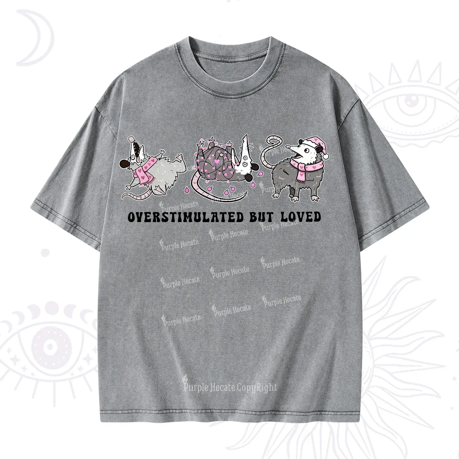 Purplehecate Overstimulated But Loved Valentine Washed T-Shirt