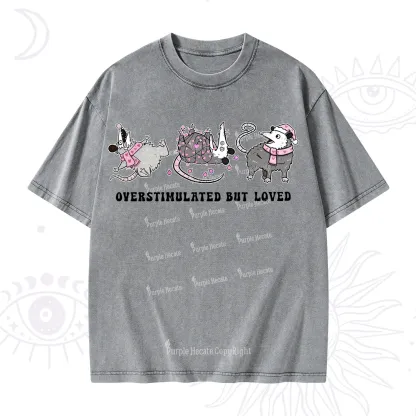Purplehecate Overstimulated But Loved Valentine Washed T-Shirt