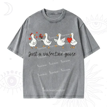 Purplehecate Just A Valentine Goose Valentine Washed T-Shirt