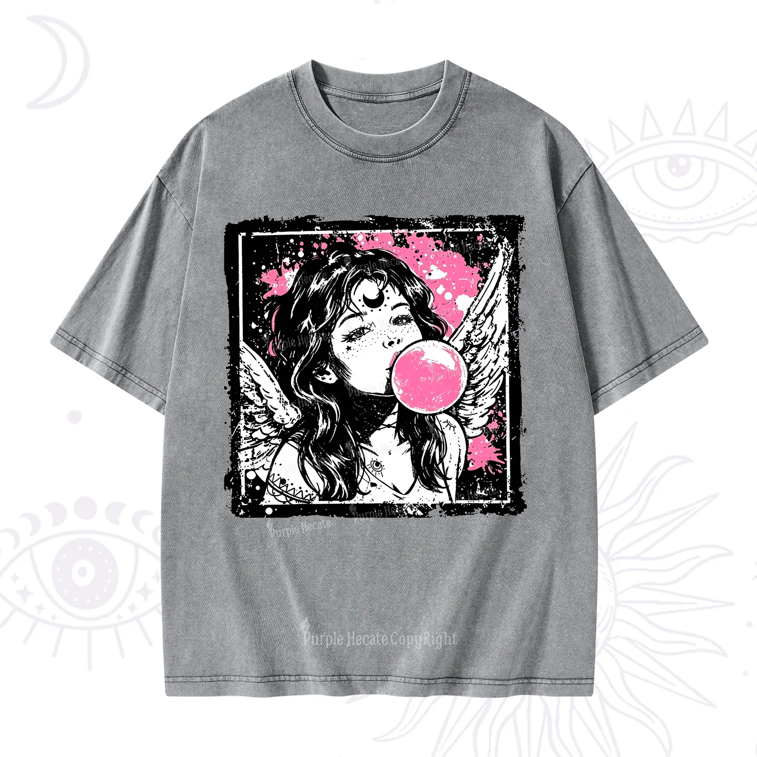 Purplehecate Grunge Angel with Bubblegum Washed T-Shirt