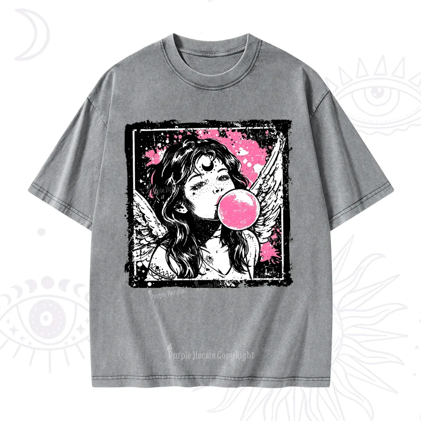 Purplehecate Grunge Angel with Bubblegum Washed T-Shirt