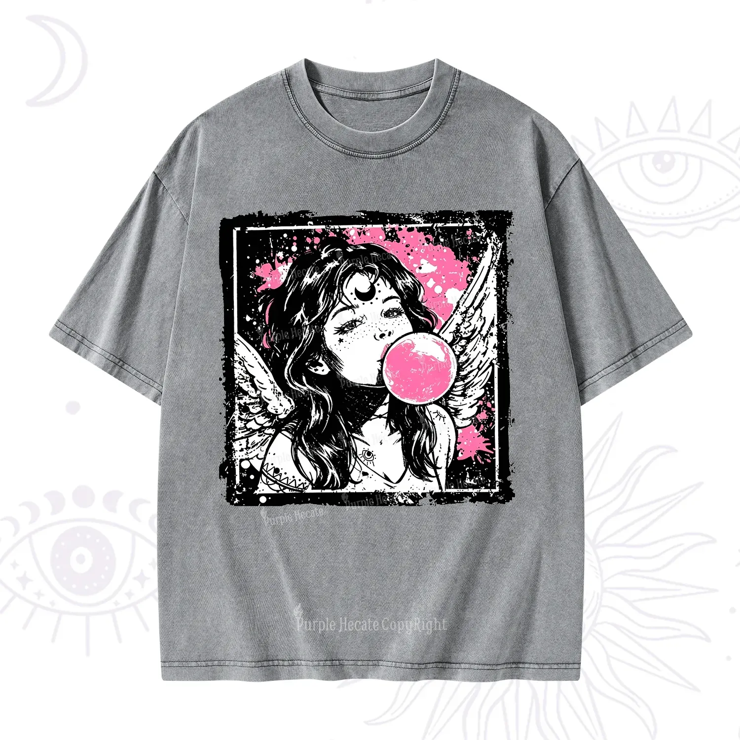 Purplehecate Grunge Angel with Bubblegum Washed T-Shirt