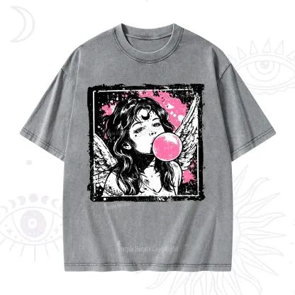 Purplehecate Grunge Angel with Bubblegum Washed T-Shirt