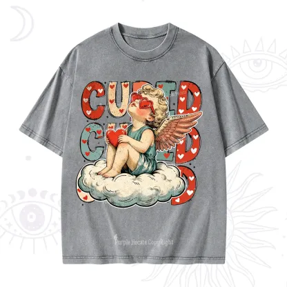Purplehecate Retro Cupid Vibes Valentine Washed T-Shirt