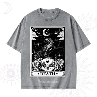 Purplehecate The Crow Death Tarot Washed T-Shirt