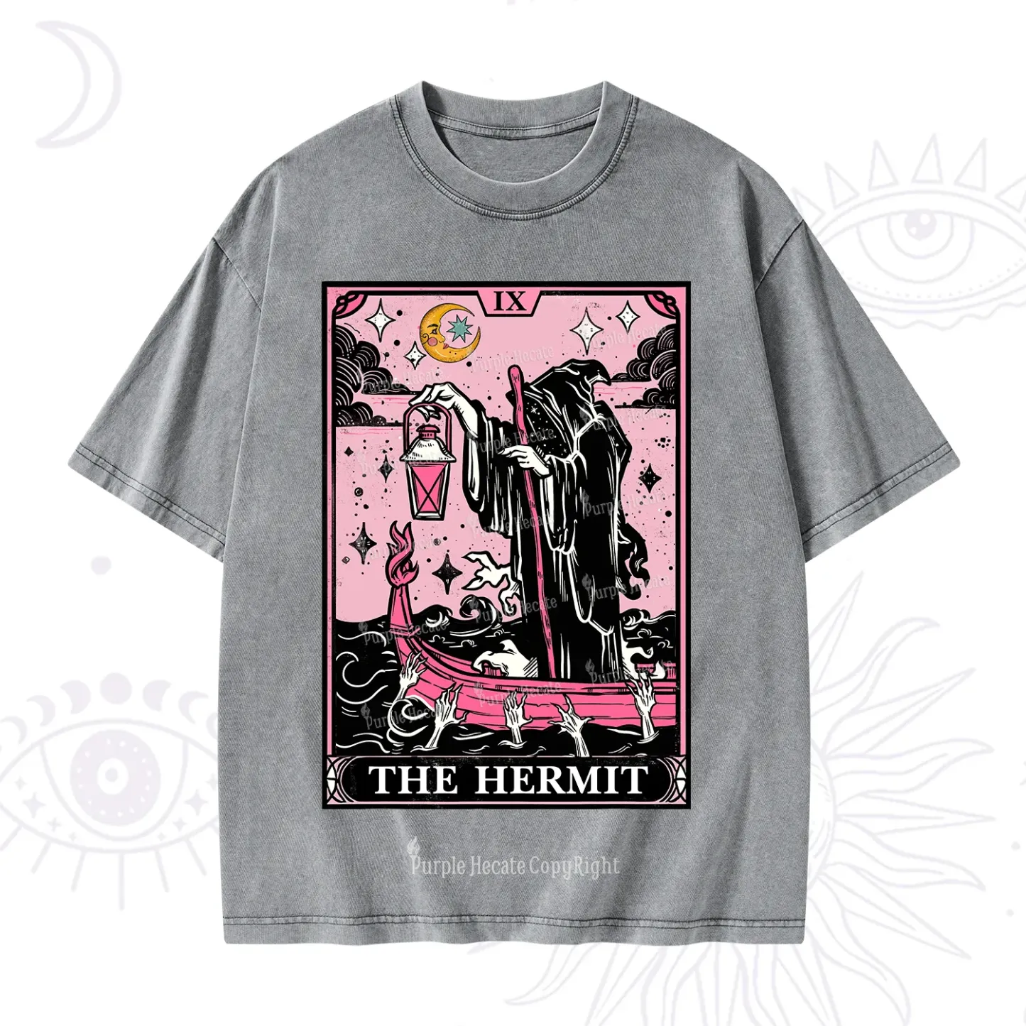 Purplehecate The Hermit Tarot Card Washed T-Shirt