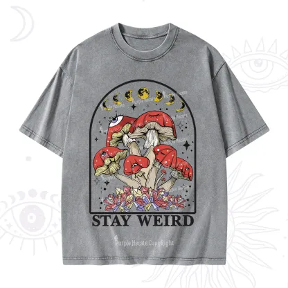 Purplehecate Stay Weird Mushroom Washed T-Shirt