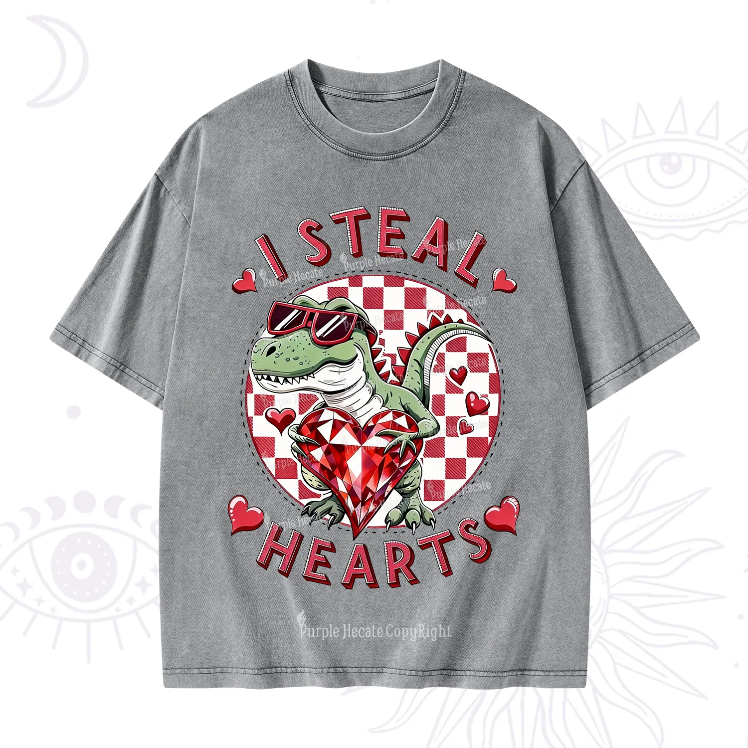 Purplehecate I Steal Hearts Valentine Washed T-Shirt
