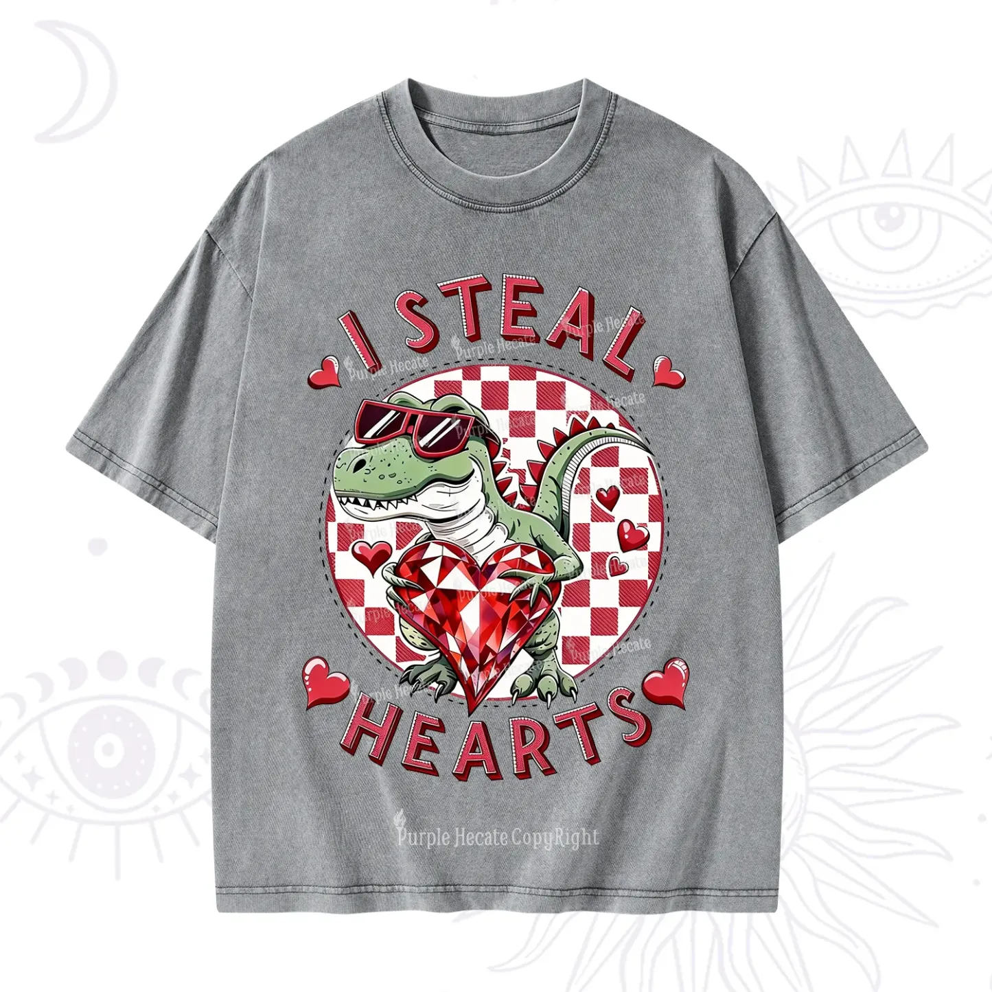 Purplehecate I Steal Hearts Valentine Washed T-Shirt
