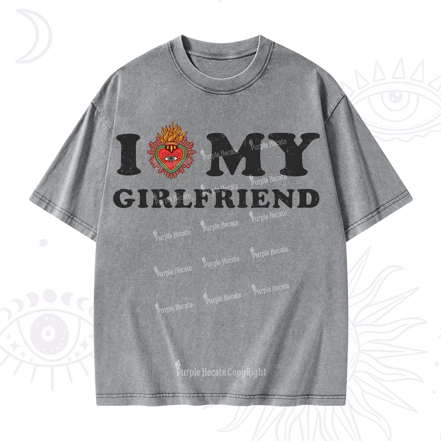 Purplehecate I Love My Boyfriend Valentine Washed T-Shirt