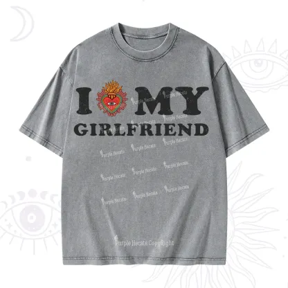 Purplehecate I Love My Boyfriend Valentine Washed T-Shirt