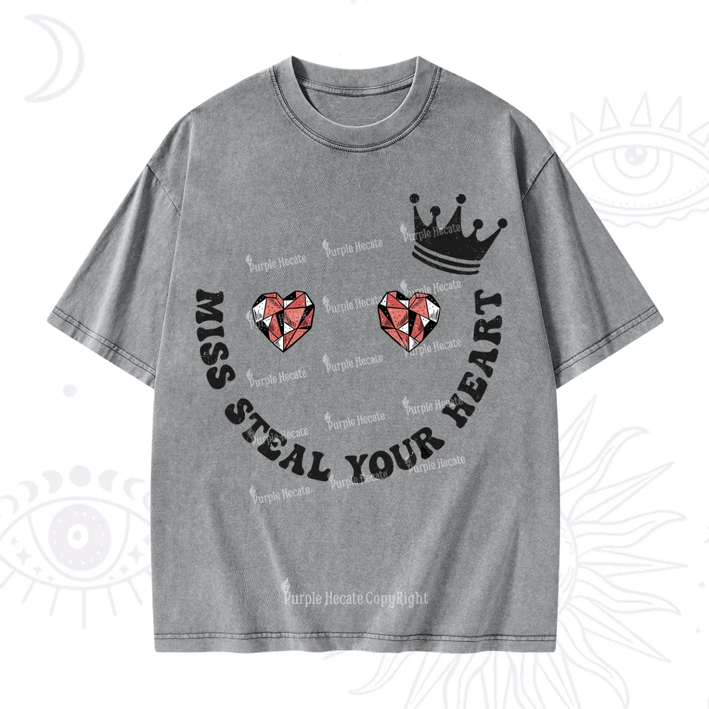 Purplehecate Miss Steal Your Heart Valentine Washed T-Shirt