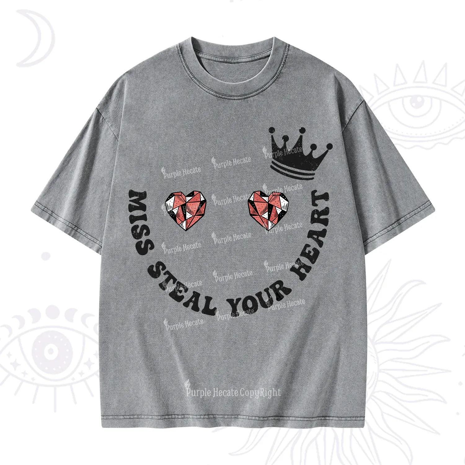 Purplehecate Miss Steal Your Heart Valentine Washed T-Shirt