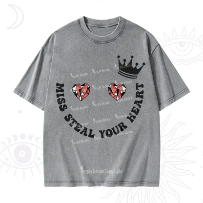 Purplehecate Miss Steal Your Heart Valentine Washed T-Shirt
