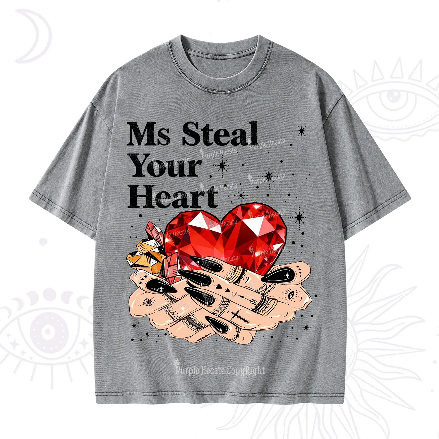 Purplehecate Ms Steal Your Heart Valentine Washed T-Shirt