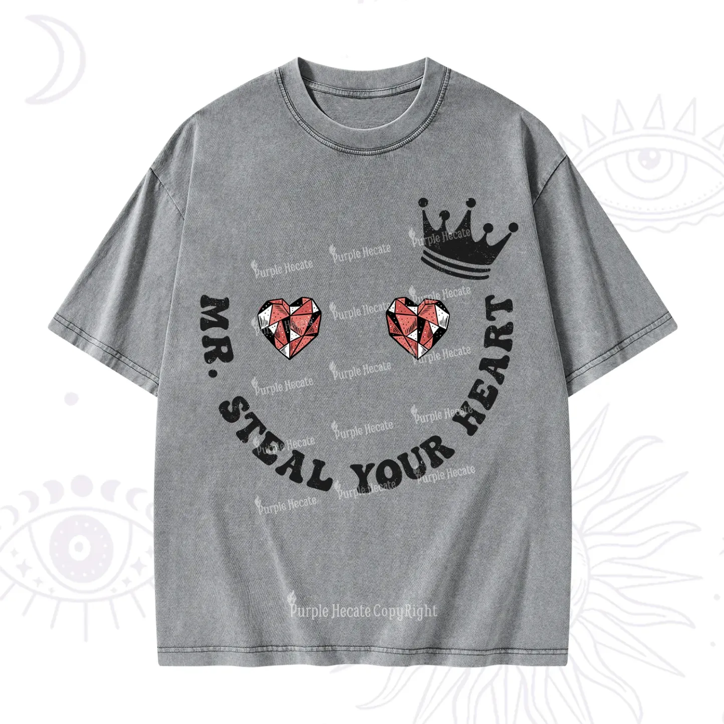 Purplehecate Mr Steal Your Heart Valentine Washed T-Shirt