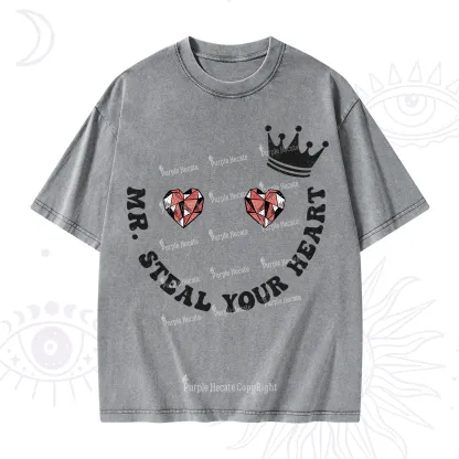 Purplehecate Mr Steal Your Heart Valentine Washed T-Shirt