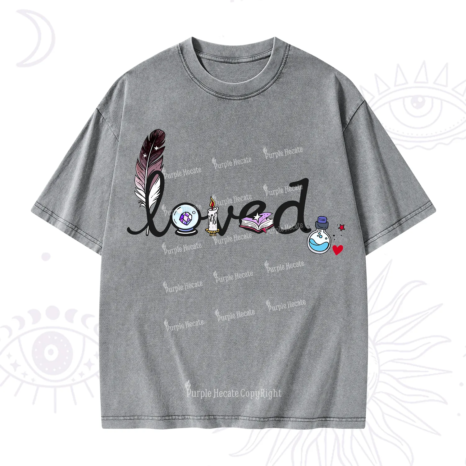 Purplehecate Magical Loved Valentine Washed T-Shirt