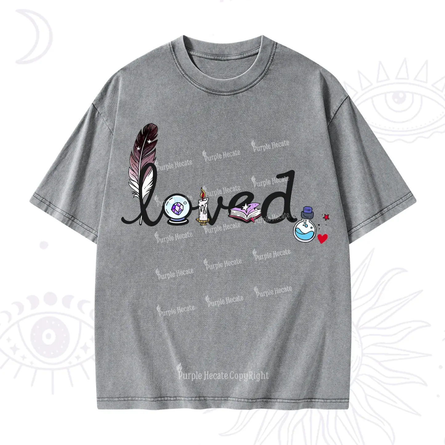 Purplehecate Magical Loved Valentine Washed T-Shirt
