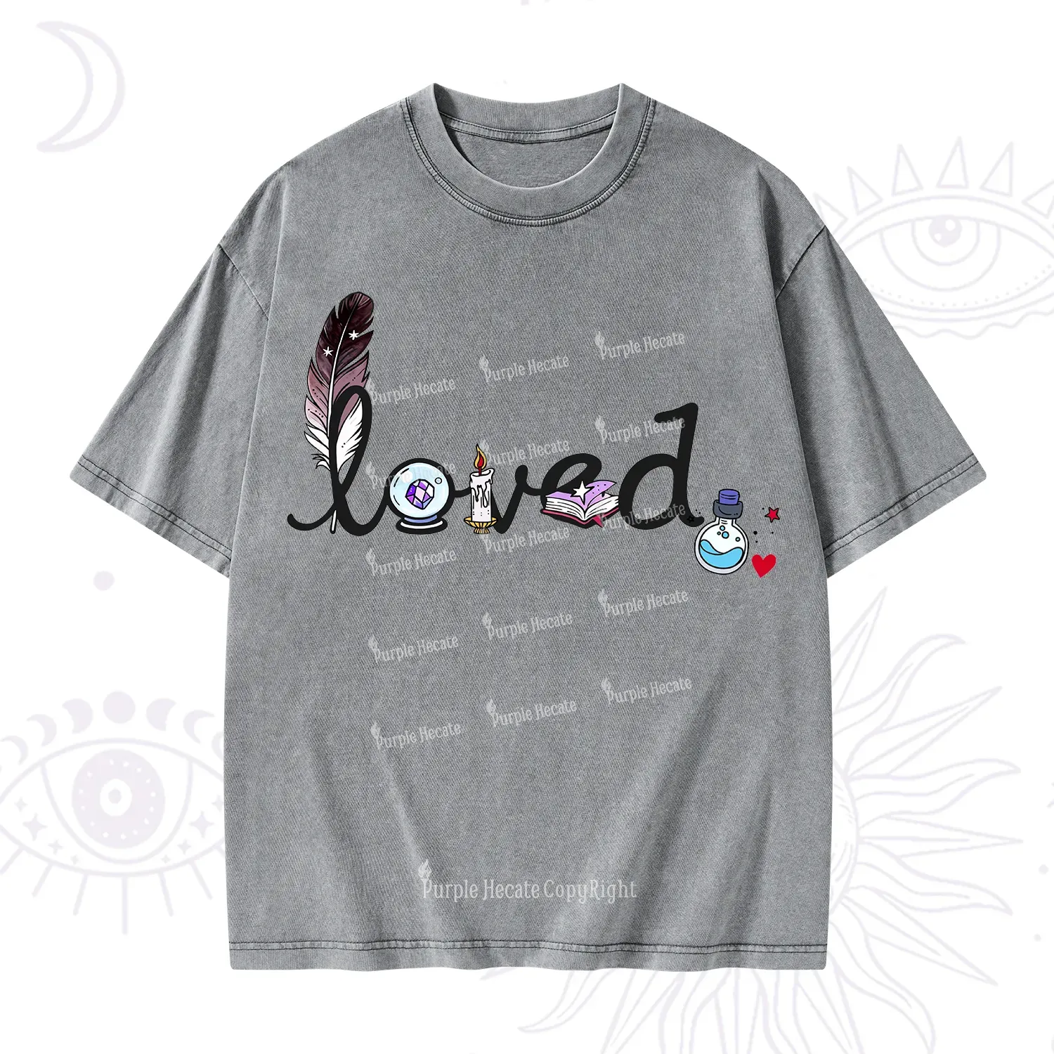 Purplehecate Magical Loved Valentine Washed T-Shirt